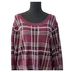 TORRID Long Sleeve Red Plaid Sweater Women's Plus Size 3 Crew Neck Plaid EUC 3X
